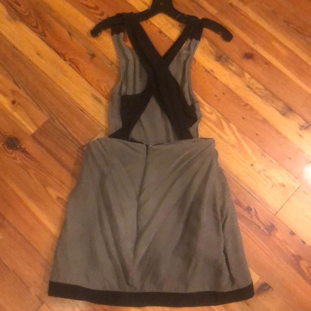 Size large NBD hunter green and black suede dress
